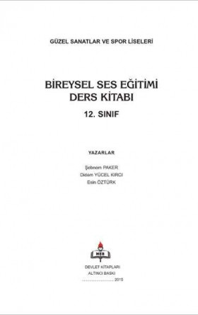 12. Sınıf Bireysel Ses Eğitimi Ders Kitabı