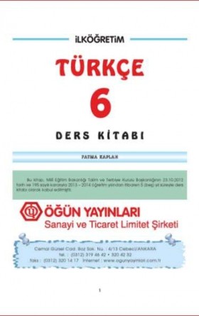 6. Sınıf Türkçe Ders Kitabı