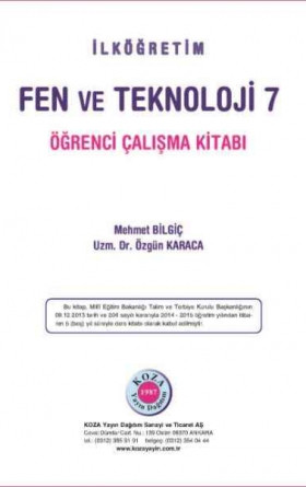 7. Sınıf Fen ve Teknoloji Öğrenci Çalışma Kitabı