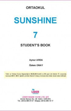 7. Sınıf İngilizce Sunshine Student's Book